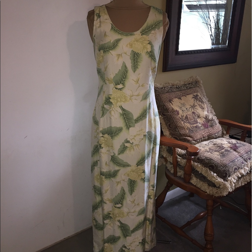 Tommy Bahama Cream and Green Floral Maxi Dress